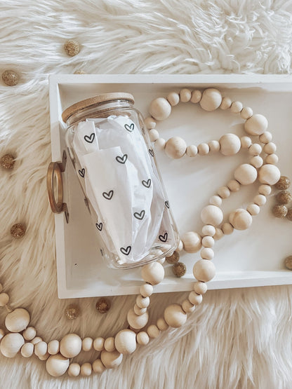 Mini Hearts 16oz Glass Can Cup - Emma K Designs