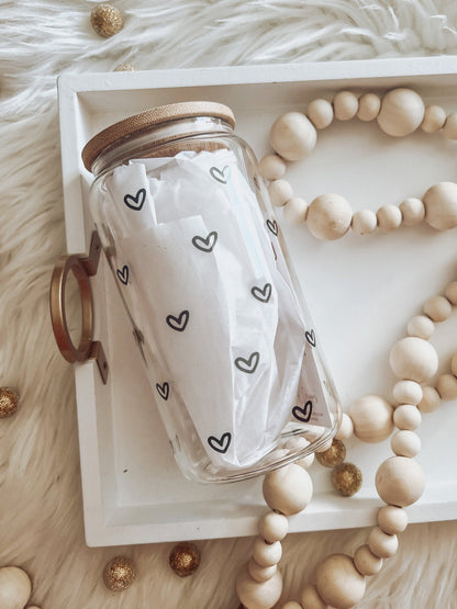 Mini Hearts 16oz Glass Can Cup - Emma K Designs