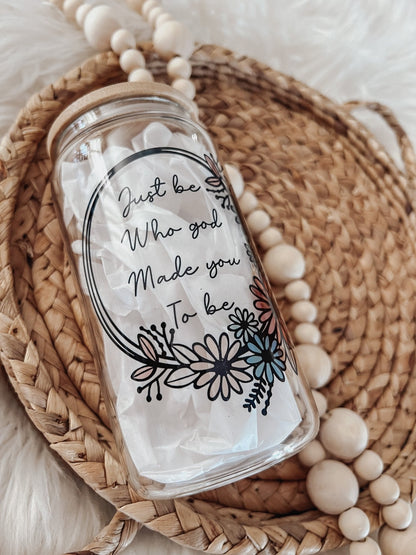 Retro Floral 16oz Glass Can Cup - Emma K Designs