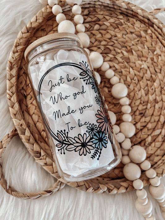 Retro Floral 16oz Glass Can Cup - Emma K Designs