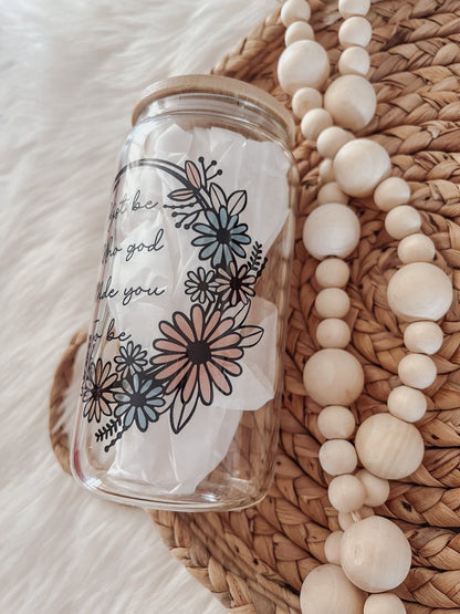 Retro Floral 16oz Glass Can Cup - Emma K Designs