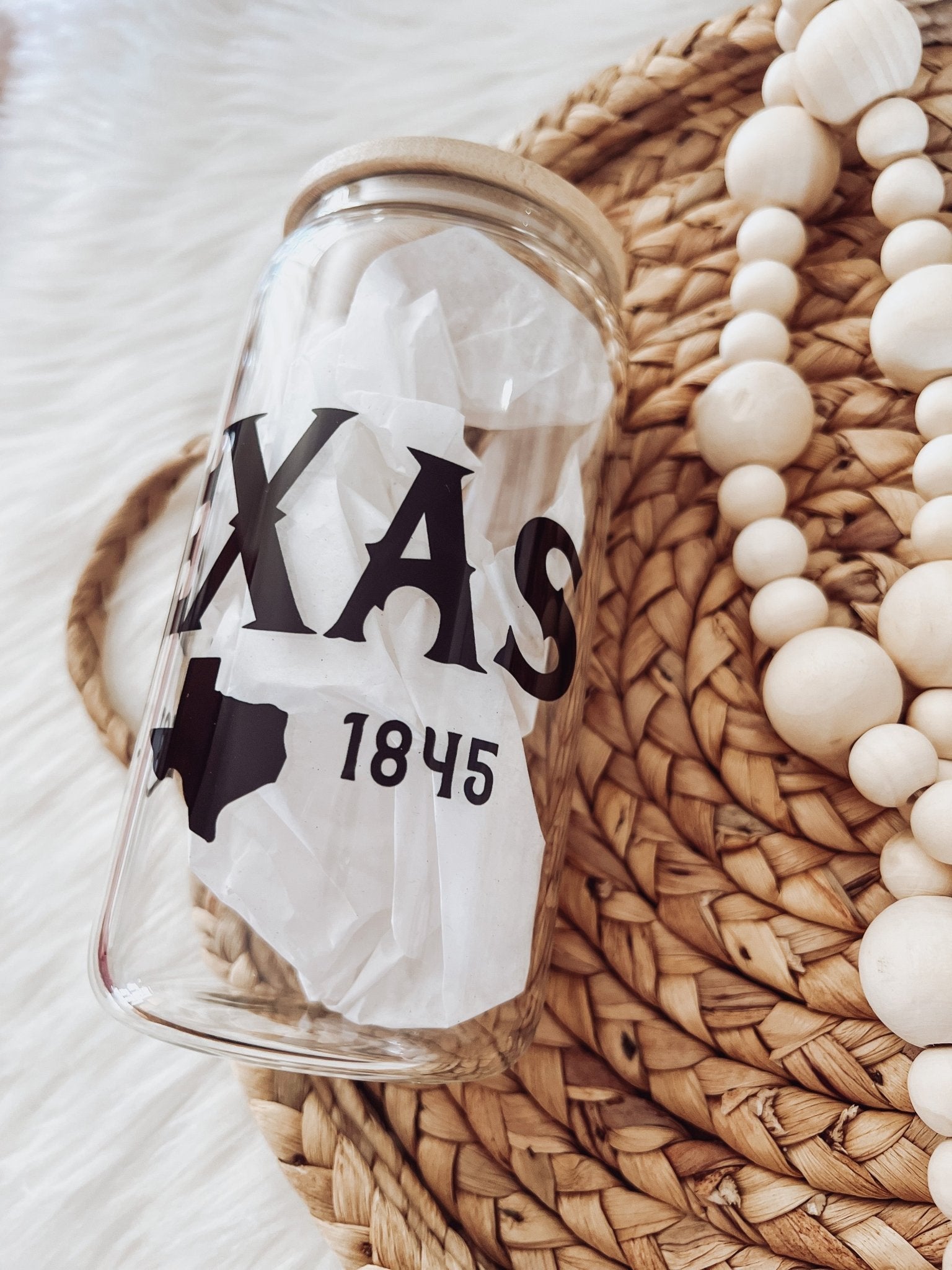 Texas Est. 1845 16oz Glass Can Cup - Emma K Designs